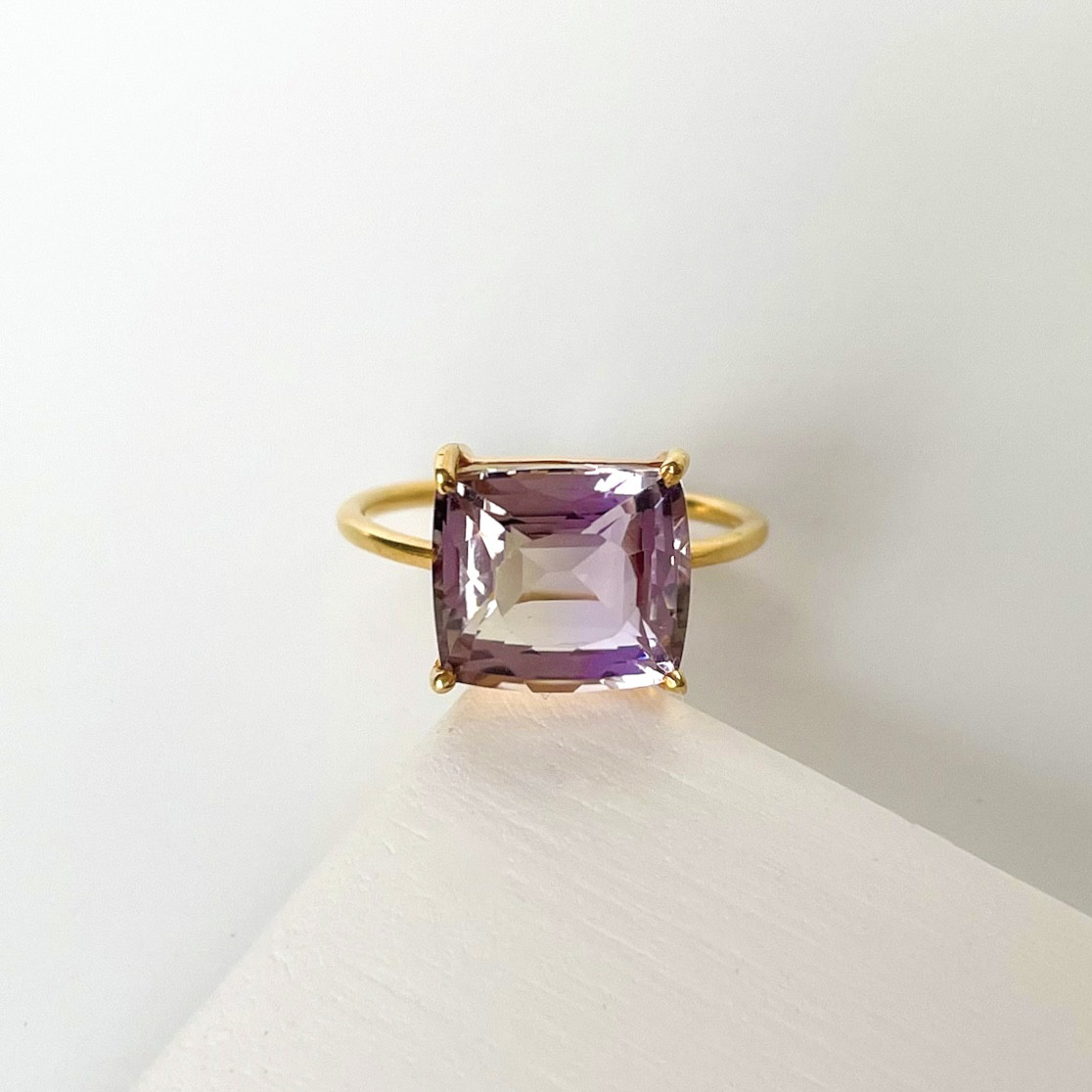 18KGp アメトリン スクエア リング B /金アレ対応