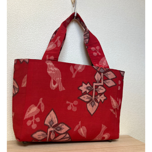 帯リメイク トートバッグ 持ち手バンブーバッグ 一点ものです トート