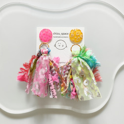 取引中　【sale】2way*ペールピンクとブルーのカラフルなタッセルピアス sale】2way*ペールピンクとブルーのカラフルなタッセルピアス