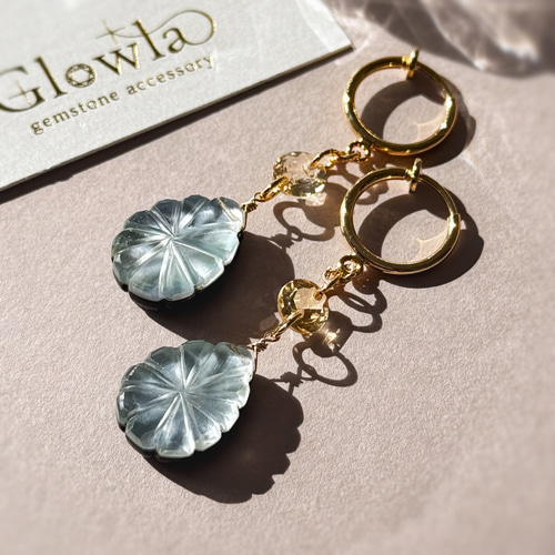 ラピスラズリ×マザーオブパール×水晶カービングピアスチャーム ラピスラズリ×マザーオブパール×水晶カービングピアスチャーム