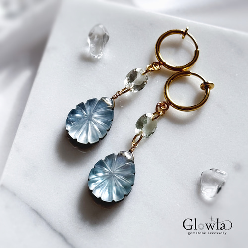 クロムダイオプサイト/アメジスト・アイオライト他16kgpピアス/イヤリング