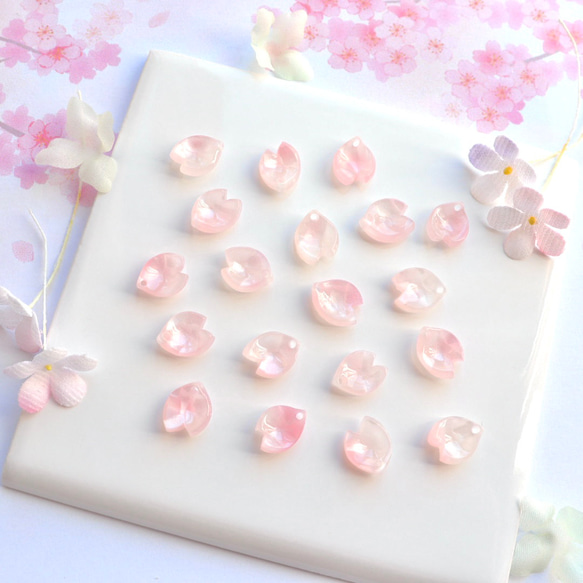 オリジナル新作☆桜の花びらパーツ アセテート パールピンク