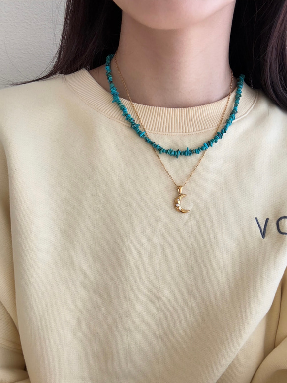 金属アレルギー対応 サージカルステンレス ターコイズ ネックレス