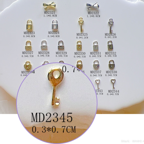 50個)ネイルパーツ MD2321〜MD2347 鍵 デコパーツ ネイル用品
