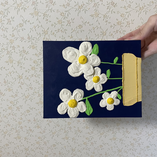 白い花 テクスチャーアート 絵画 14degrees 通販 18659655｜Creema