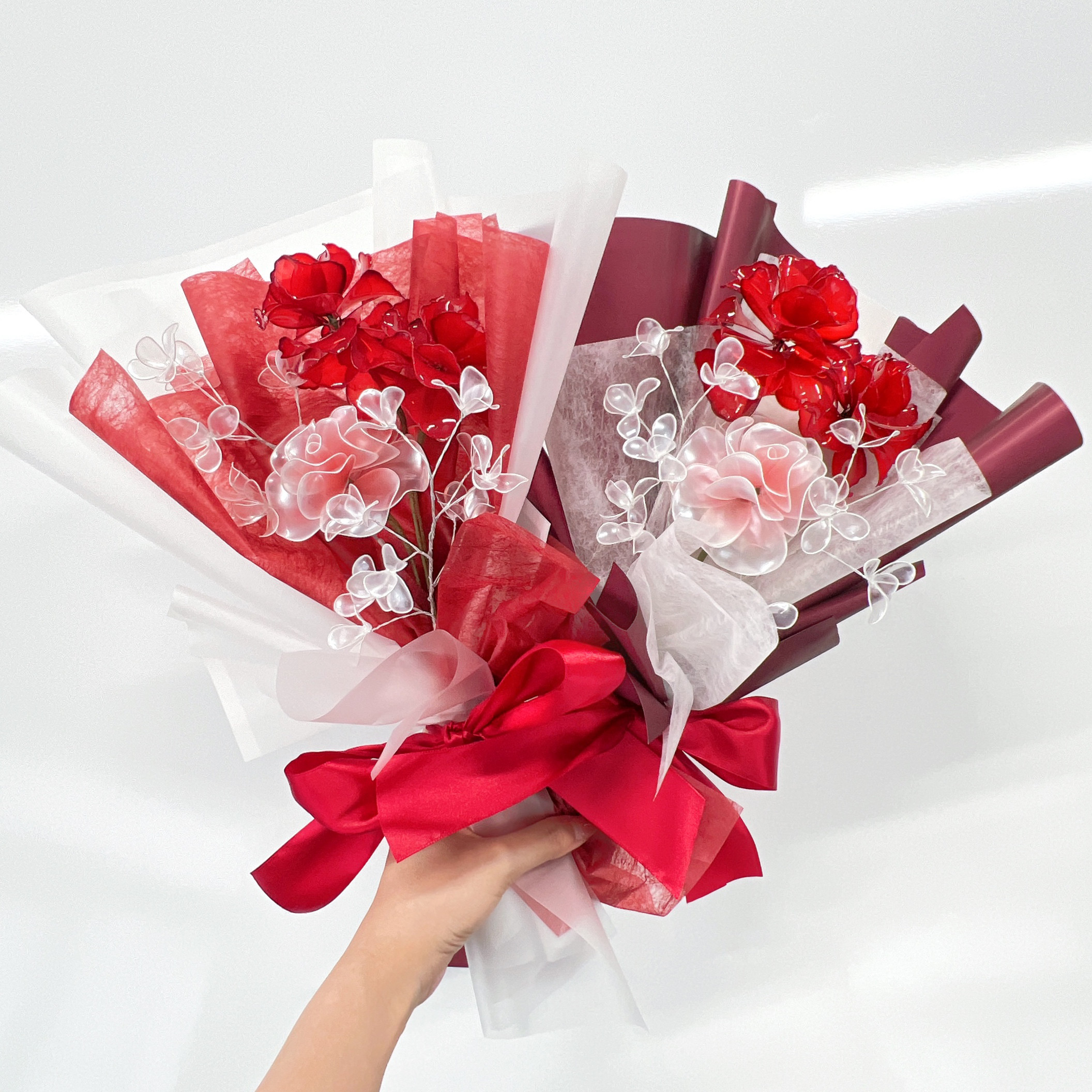 【お得なブーケ】カーネーションと薔薇とカスミソウのブーケ　５本セット b2018 9,504円