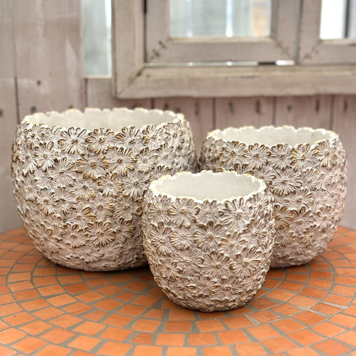 デイジーフラワーベーシック 花柄 フラワー セメント 植木鉢 鉢