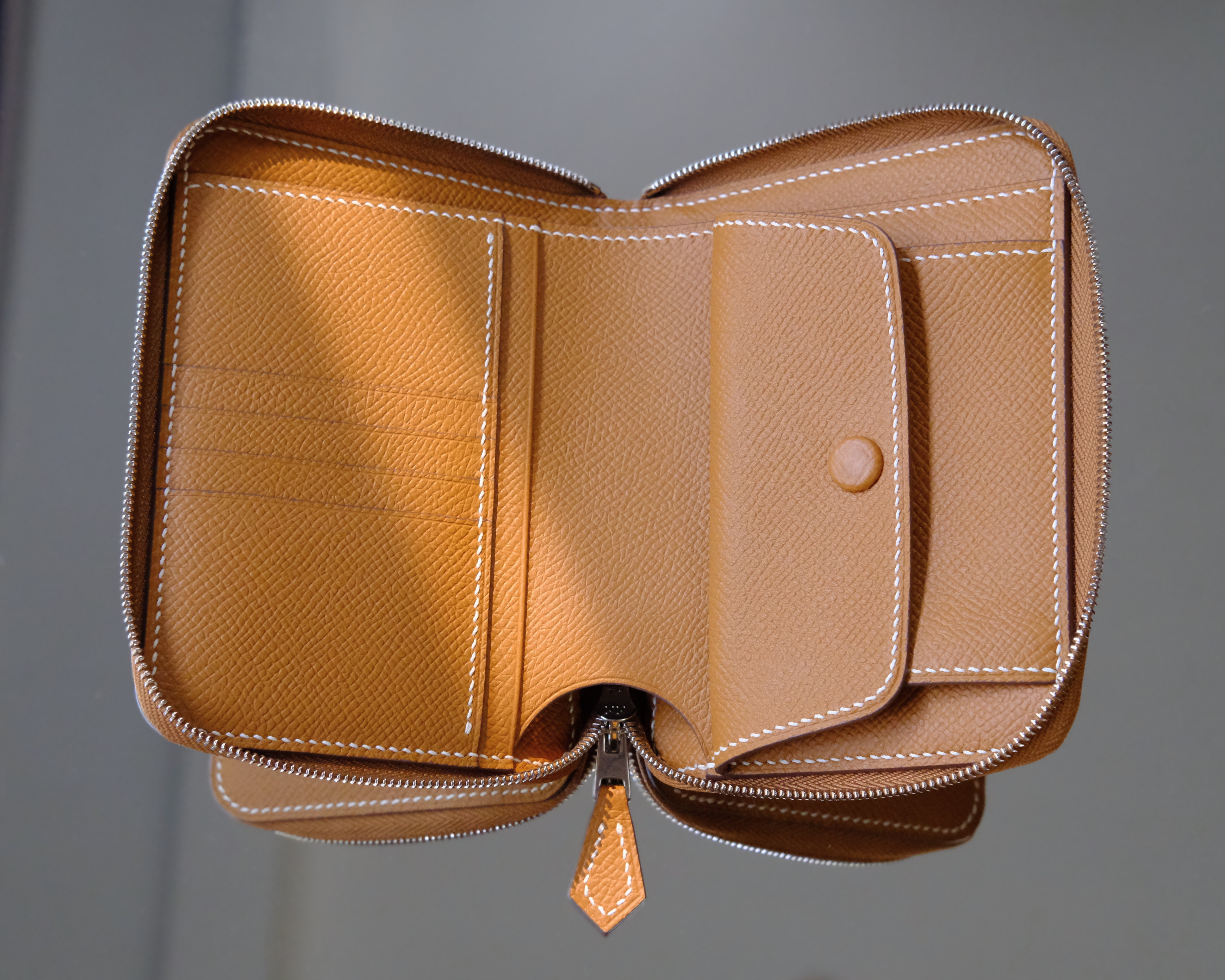 ラウンドファスナー ハーフウォレット ヴォーエプソンレザ/ゴールド 【総手縫い】