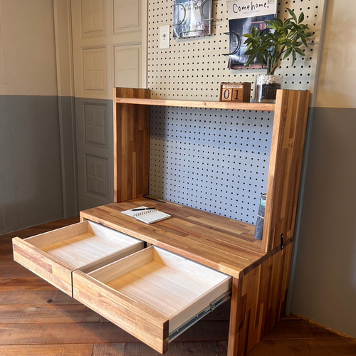 アカシア木製ローテーブル［机　デスク　1人用　ハンドメイド］ アカシア 木製ローテーブル［机 デスク パソコン 1人用 一人暮らし