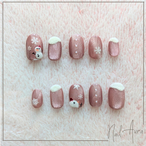 SNOWMAN・雪だるま_021 ネイルチップ（つけ爪） Nailshop AURA 通販