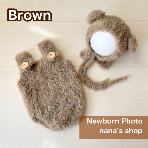 2点セット♪くまオーバーオール&ラウンドファーマット45cm　ニューボーンフォト 2点セット♪くまオーバーオール&ラウンドファーマット45cm