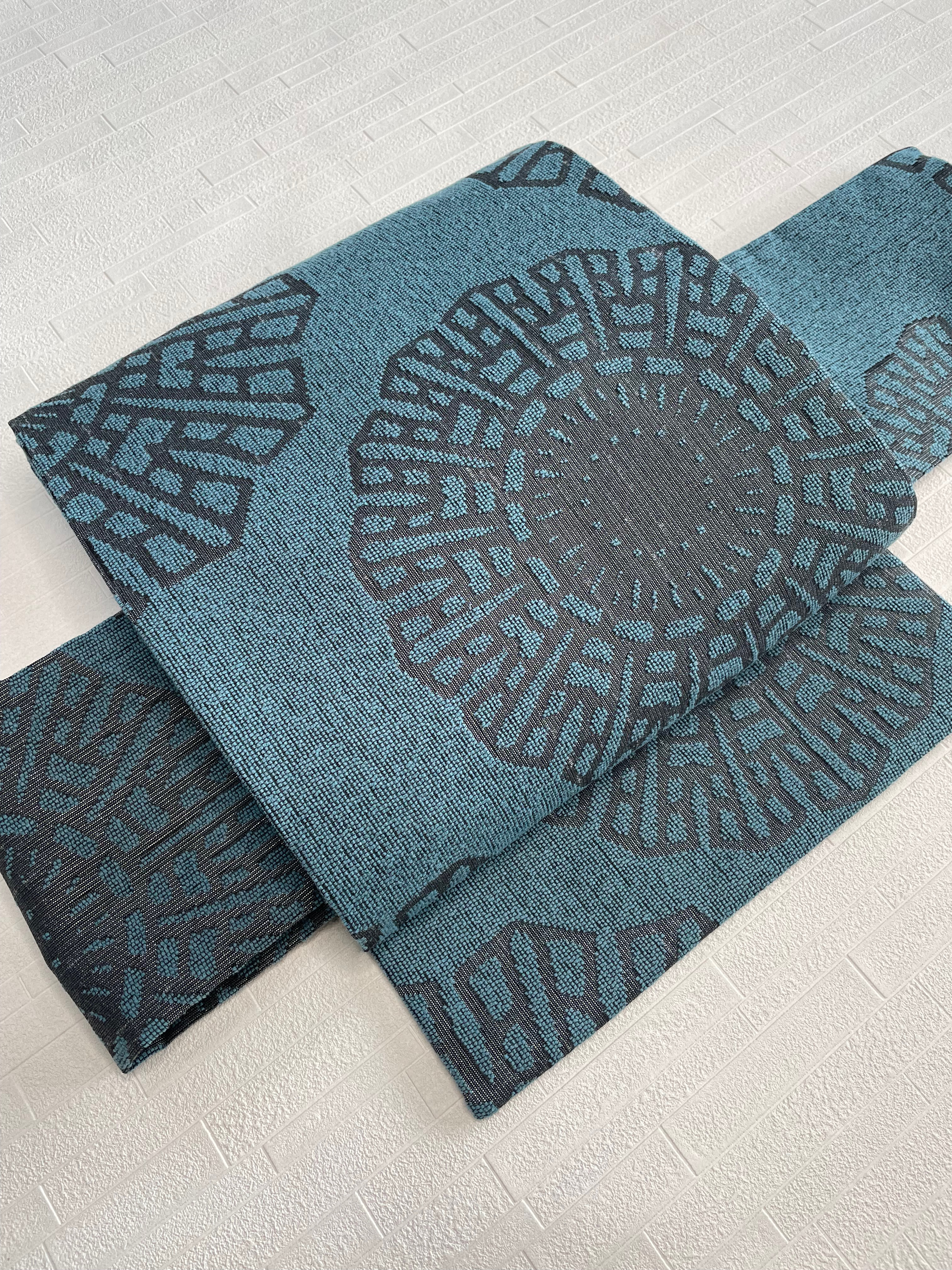 ごん アンティーク名古屋帯 ターコイズブルー 織り上質 正絹 No2-24