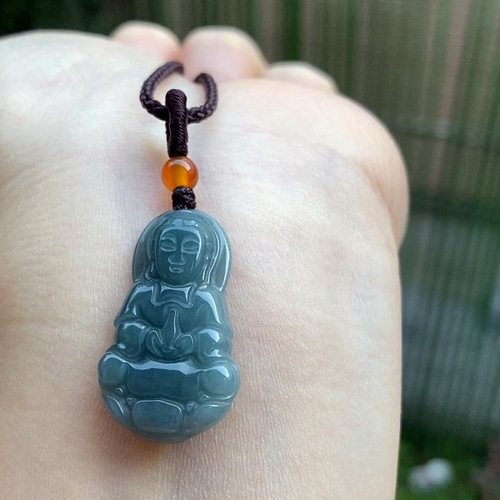 無処理　A貨翡翠 如意ペンダント ネックレス 特売34-27 天然翡翠 緑 にょい 如意 ペンダント ネックレス メンズ