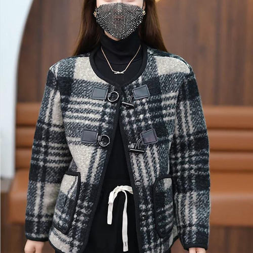 大きいサイズ チェック コート レディース 秋冬 ジャケット 新品 長袖