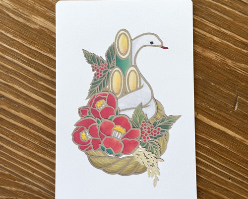 【原画販売】水彩画 白蛇と椿　額無し 原画販売】水彩画 白蛇と椿 額無し