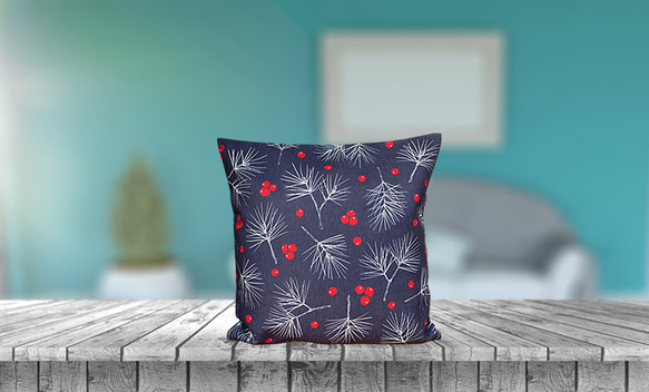 森林抱枕 冬季紅堅果圖案 - 檜木香 - 第3張的照片