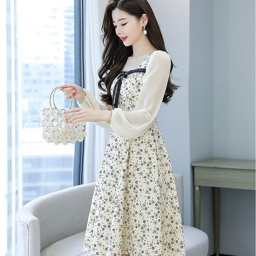 大きいサイズ レディース ワンピース リボン 春 秋冬 新品 長袖 清楚