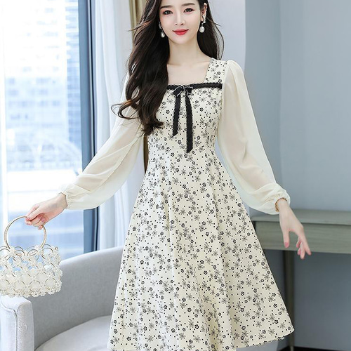 大きいサイズ レディース ワンピース リボン 春 秋冬 新品 長袖 清楚