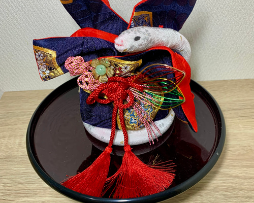 干支 「乙巳 きのとみ」宝袋の巳の置物 受注制作 その他人形