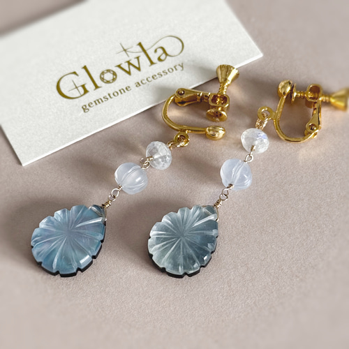 オニキス×マザーオブパール×クリスタルのカービング＊カルセドニー