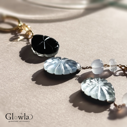 オニキス×マザーオブパール×クリスタルのカービング＊カルセドニー