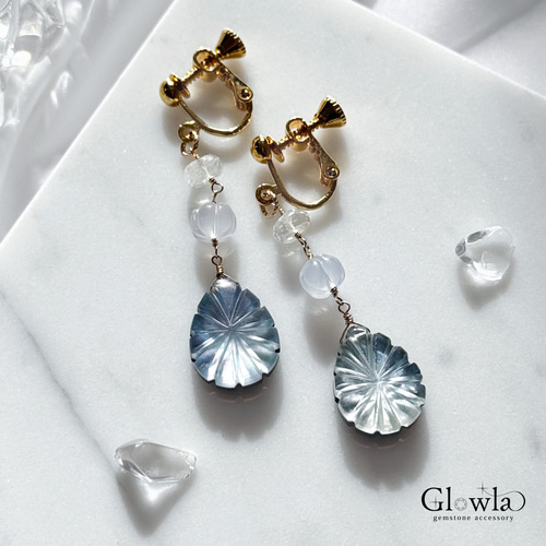 オニキス×マザーオブパール×クリスタルのカービング＊カルセドニー