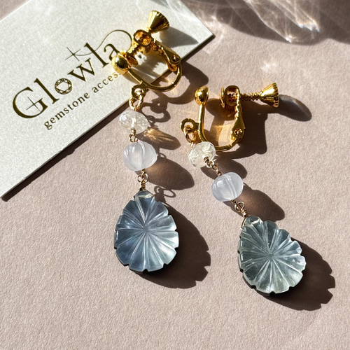 オニキス×マザーオブパール×クリスタルのカービング＊カルセドニー