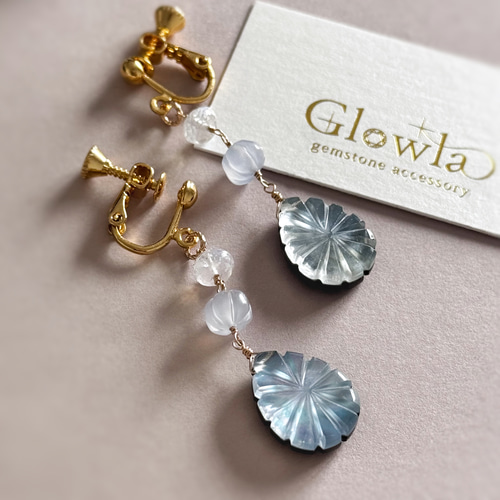 オニキス×マザーオブパール×クリスタルのカービング＊カルセドニー