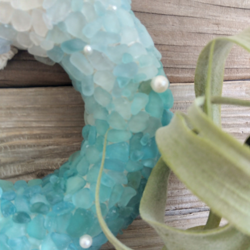 シーグラスリース シーグラス雑貨 大きな シーグラスリース シーグラスアート リース シーグラス