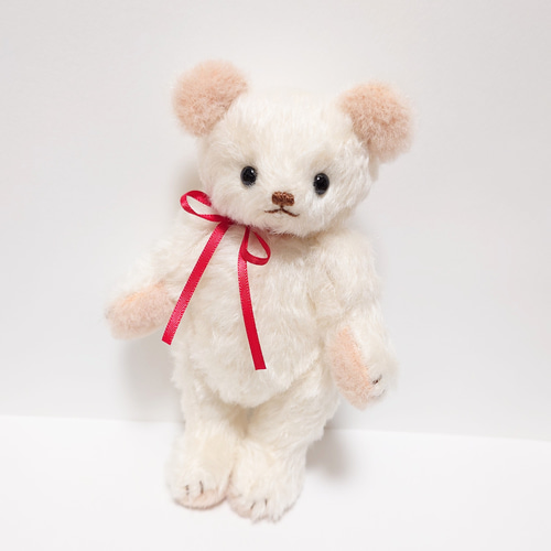 オフホワイトモヘア×アルパカ テディベア 18cm ぬいぐるみ yukumao