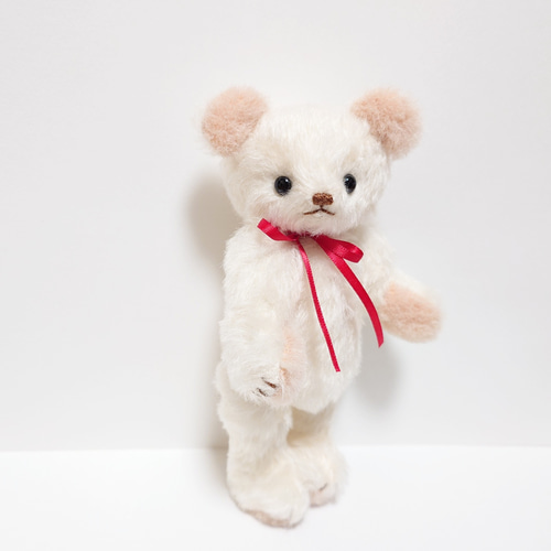 オフホワイトモヘア×アルパカ テディベア 18cm ぬいぐるみ yukumao