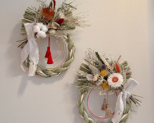 販売28日まで 【お正月後も楽しめる3way】B しめ縄リース しめ縄