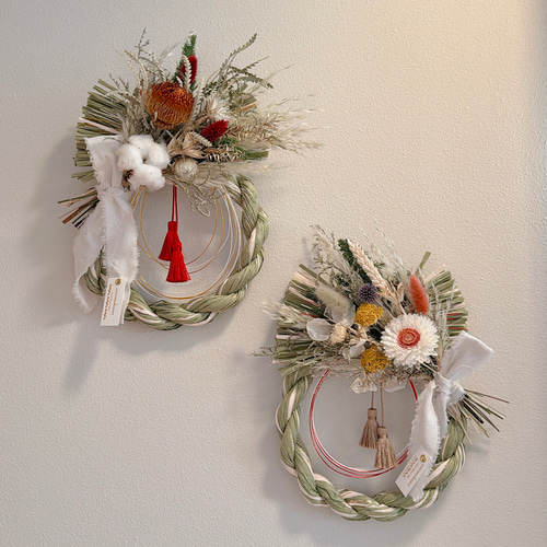 販売28日まで 【お正月後も楽しめる3way】B しめ縄リース しめ縄