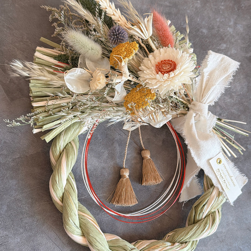 販売28日まで 【お正月後も楽しめる3way】B しめ縄リース しめ縄