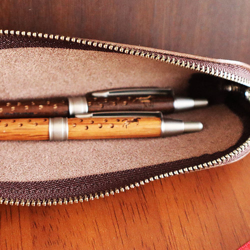 馬デザイン選べる ピュアモルトシャープペン&栃木レザーペンケース 名