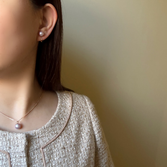 特集掲載　希少カラー モーヴピンク 淡水パール ネックレス 誕生日 ギフト プレゼント 母の日 14kgf 9枚目の画像