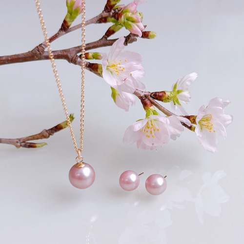 希少カラー モーヴピンク 淡水パール ピアス イヤリング 誕生日