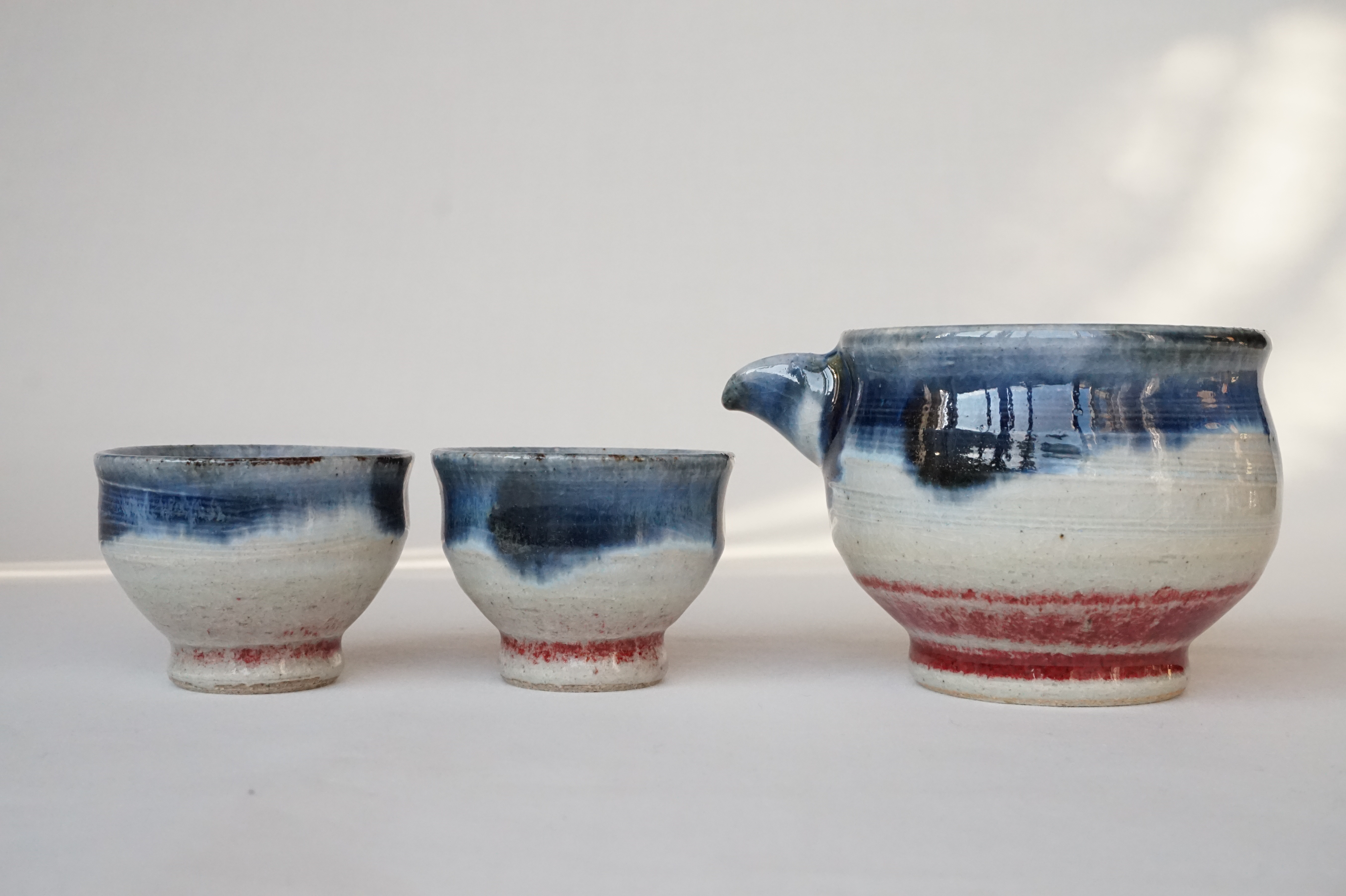 酒津榎窯、酒器とぐい呑み3点セット　敬老の日　プレゼント　お祝い　お酒　陶器　おうち呑み　上品