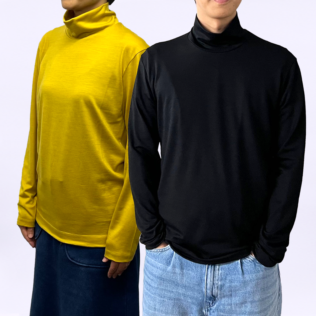 【ユニセックス】メリノウール ハイネック長袖Tシャツ