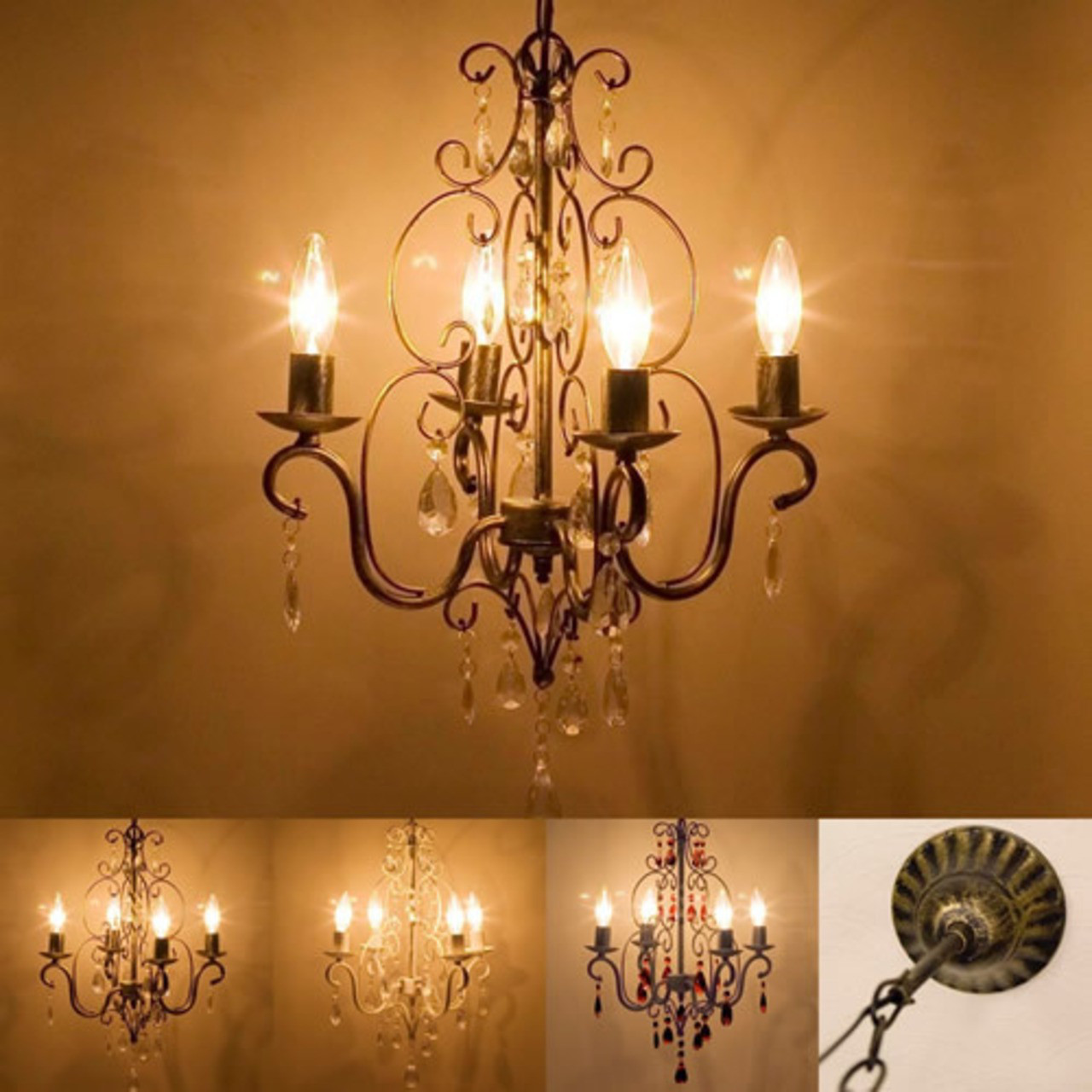 LED電球対応★３色展開 4灯シャンデリア★ロメオ♪