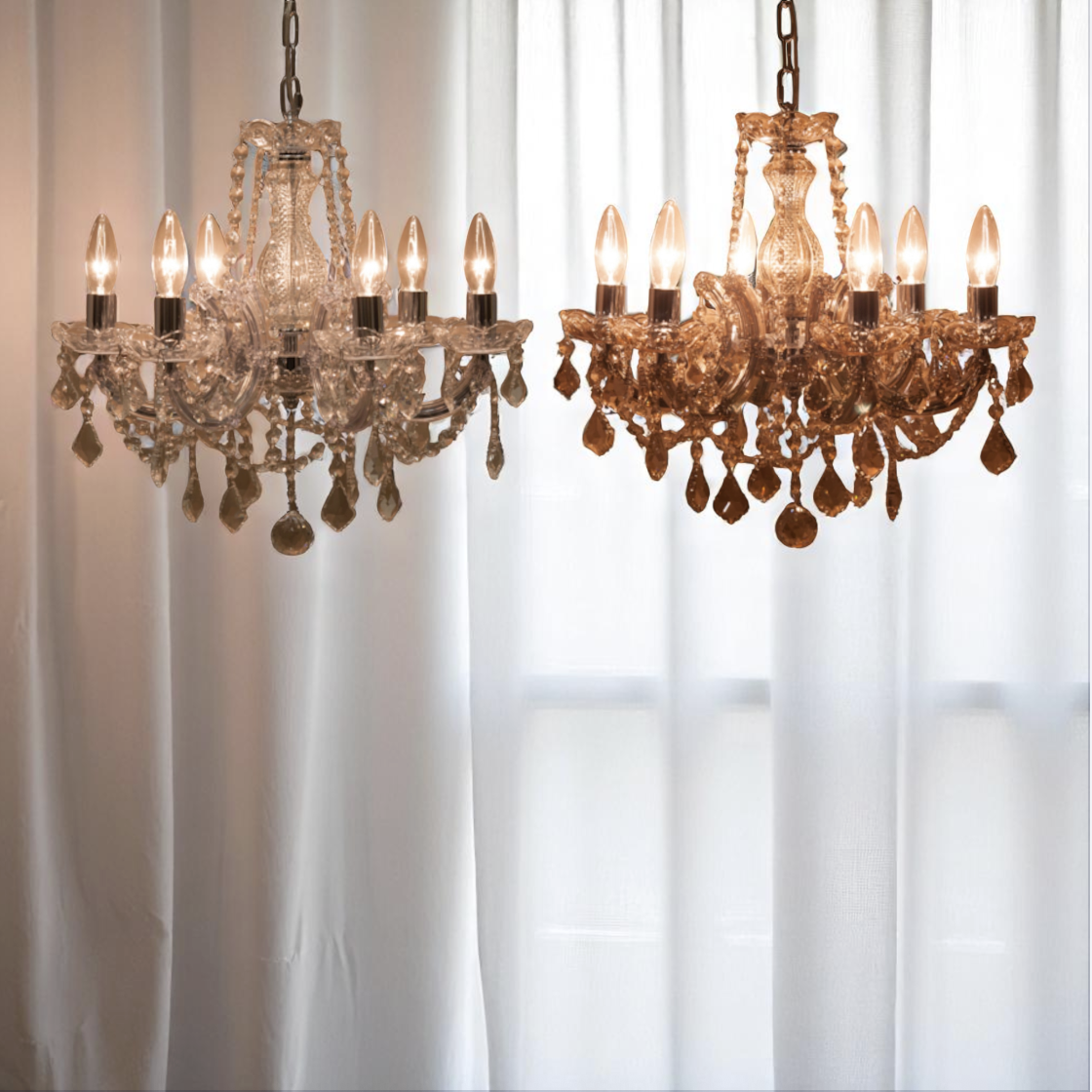 【LED電球使用可・E12口金・直付仕様】ジュエルライト「Astralice CH606 アストラリス」（6灯・クリスタ