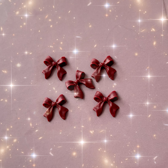ネイルパーツ リボン ボルドー 10個セット ネイルシール lily 通販