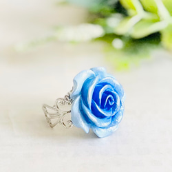 【再販受付中】オリジナルローズリング・ブルー濃淡（RG14） 2枚目の画像
