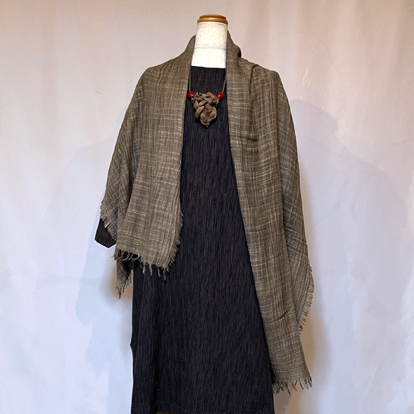 播州織柿渋染めロングストールK24124