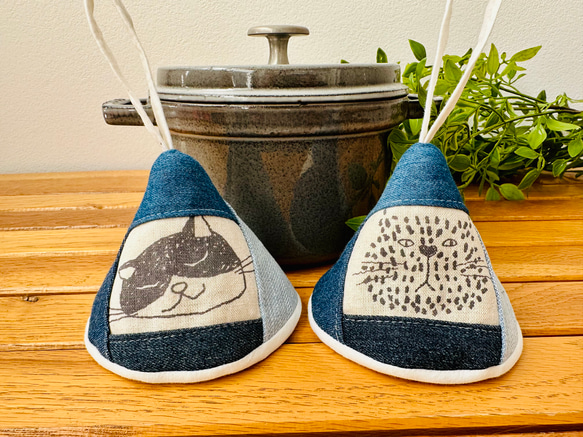 三角鍋つかみ☆staub ストウブ ホーロー鍋☆ミトン 鍋つかみ 鍋