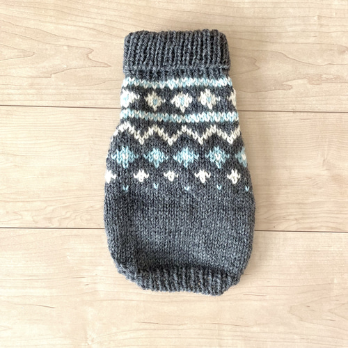 小型犬用手編みセーター☆チャコールグレー☆ロピ風☆ペットセーター