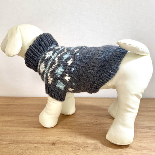 小型犬用手編みセーター☆チャコールグレー☆ロピ風☆ペットセーター