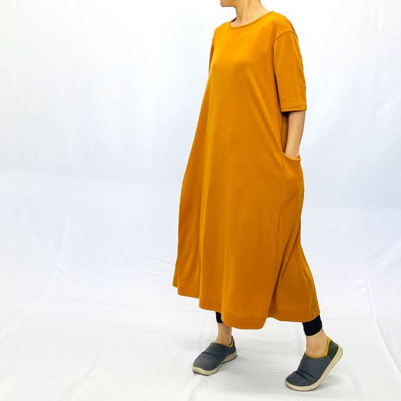 ウールのロングワンピース 綿ウール接結のロングワンピース｜衣料品｜中川