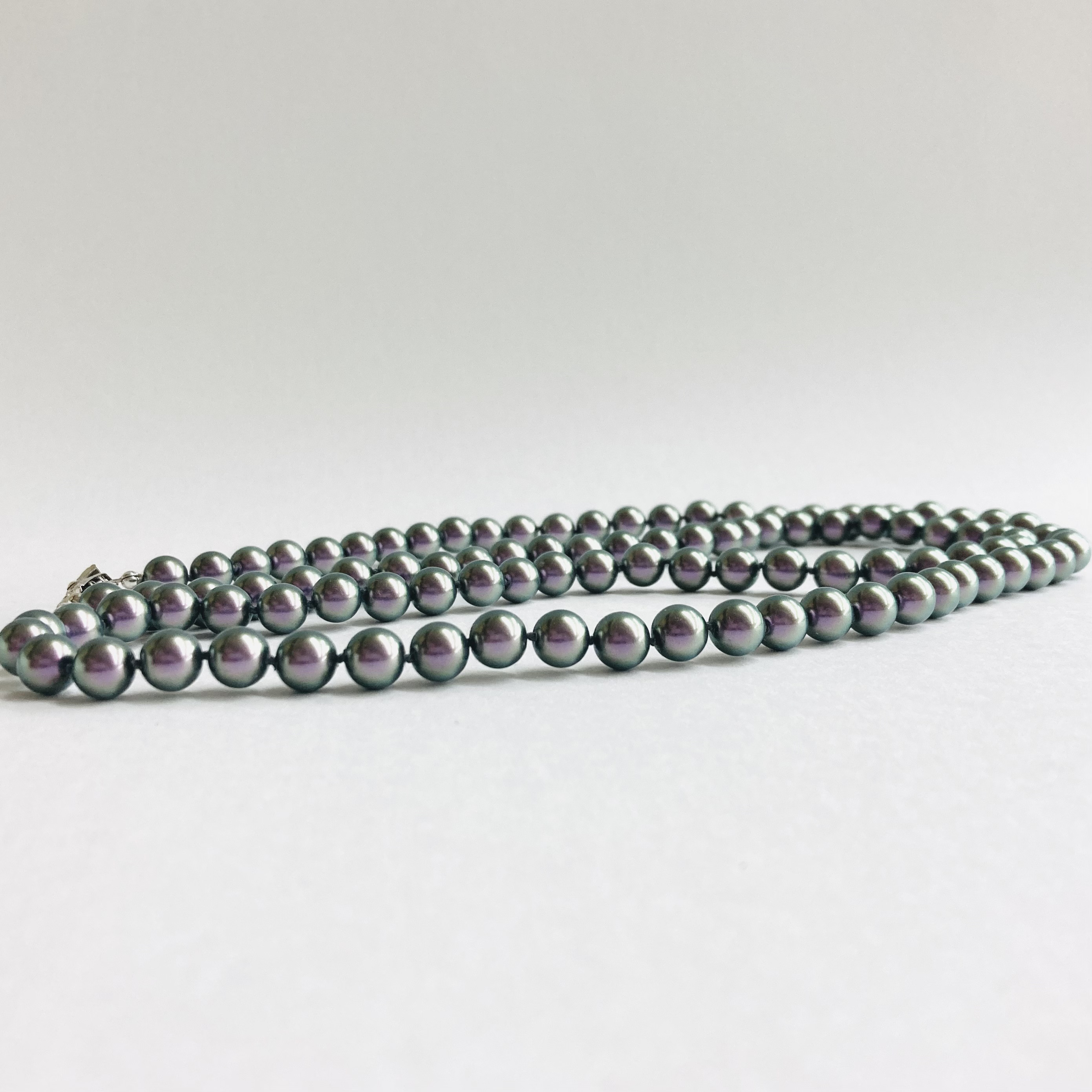 ガラスパール2Wayオールノットロングネックレス/8mm約90cm/タヒチアンパープル/made in japan