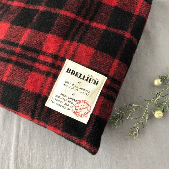 ワケありな逸品【☃冬限定☃】もこもこポシェット・赤のタータンチェック 3枚目の画像